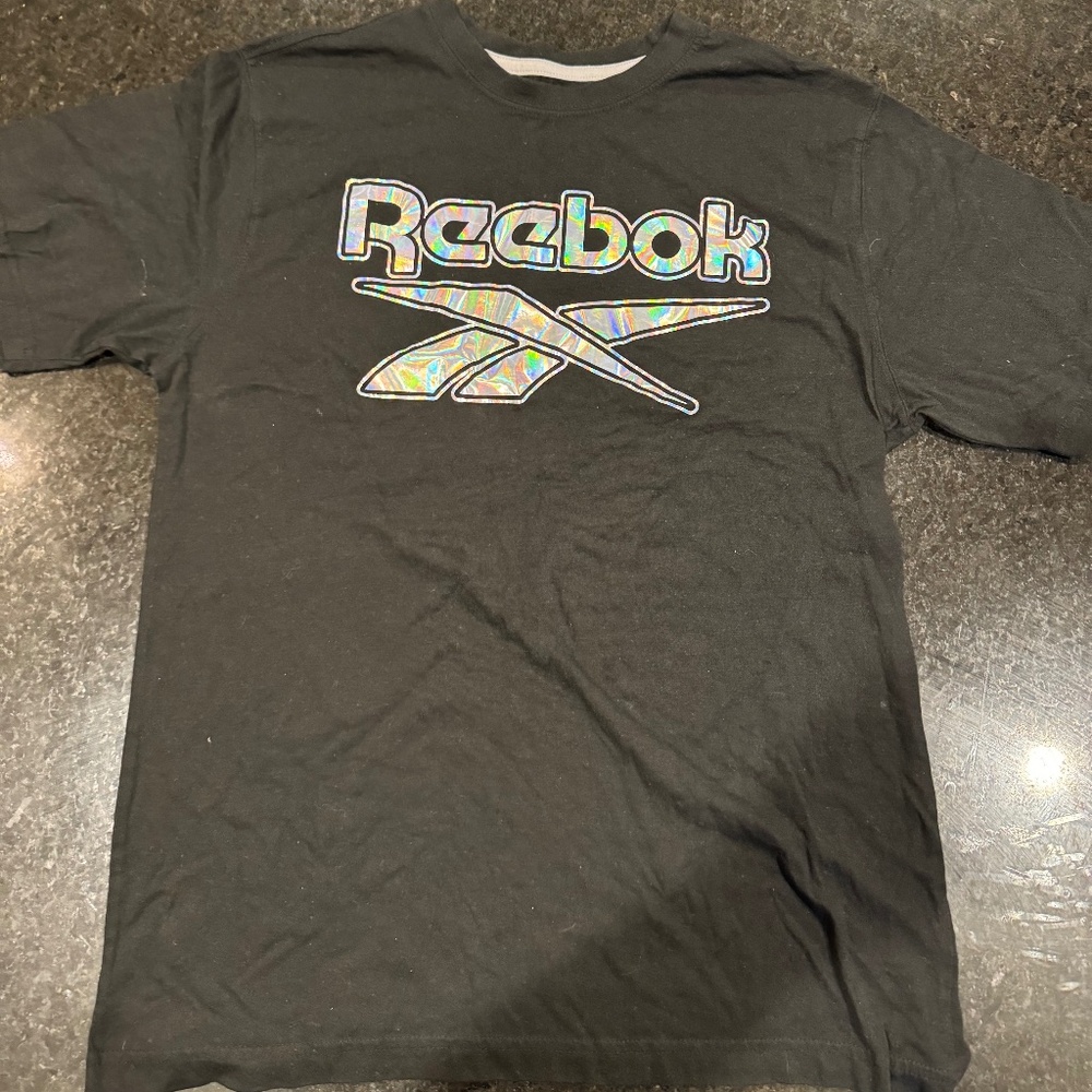 Reebok black medium t-shirt with silver Reebok logo on front